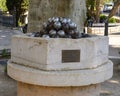 `Benitier de Boules` sculpture by famed French artist G. Mancini, Saint Paul-de-Vence, Provence, France Royalty Free Stock Photo