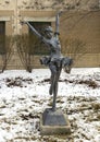 Bronze ballerina statue by unknown sculptor on the campus of Creighton University in Omaha, Nebraska.