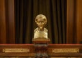 Bronze bust of Cardinal Federico Borromeo inside The Biblioteca Ambrosiana in Milan, Italy