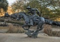 Bronze cowboy on horseback in the Pioneer Plaza, Dallas, Texas.