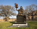 Double life-size memorial to Kelli Ann Cox by Tom White on the campus of the University of North Texas in Denton.