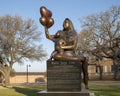 Double life-size memorial to Kelli Ann Cox by Tom White on the campus of the University of North Texas in Denton.