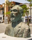 Bronze memorial bust of Maricio Castro Cota in Mijares Plaza in San Jose del Cabo.