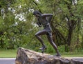 Bronze memorial sculpture of Michael William Houghton along the Tulsa River Trail in Tulsa, Oklahoma.