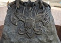 Bronze relief of the Tenderfoot Badge at Eagle Plaza, John D. Murchison Scouting Center in Dallas, Texas.