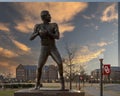 Bronze sculpture of 2008 Heisman Trophy winner Sam Bradford on the campus of Oklahoma University in Norman.