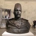 Bronze sculpture of King Fouad I in the National Museum of Egyptian Civilization in Cairo, Egypt.