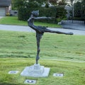 Maria Tallchief by Gary Henson and Monte England outside the Tulsa Historical Center and Museum.