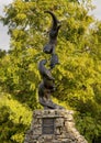 Bronze sculpture titled Arkansas River Otters by Robert Ball in Tulsa, Oklahoma.