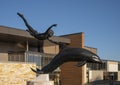 `Boy on a Dolphin` by David Wynne in front of Grayson College, Denison Campus, Texas. Royalty Free Stock Photo