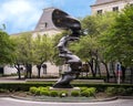 `Line of Thought`, a bronze sculpture by Tony Cragg in front of the Crescent Hotel in Dallas, Texas.