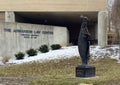 Bronze sculpture titled \'Moses\' by Gib Singleton on the campus of Creighton University.