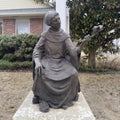 Bronze sculpture titled 'St. Francis' by artist Beverly Steigerwald in downtown Edmond, Oklahoma.
