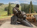 Bronze sculpture of two beavers at Spruce Saddle Lodge in Beaver Creek, Colorado.