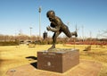 Bronze statue of 1952 Heisman Trophy winner Billy Vessels on the campus of the University of Oklahoma in Norman.