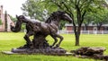 Bronze statue of a horse falling forward after a jump in Southlake, Texas. Royalty Free Stock Photo