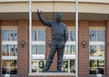 Bronze statue OSU donor T. Boone Pickens outside the football stadium of Oklahoma State University in Stillwater, Oklahoma.