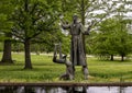 Bronze Statue Of Saint Francis Of Assisi In Forest Park Near The Jewel Box In Saint Louis, Missouri.