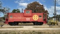 BNSF Caboose 999729 on display in Bransford Park in the City of Colleyville, Texas.