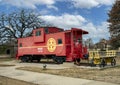 BNSF Caboose 999729 on display in Bransford Park in the City of Colleyville, Texas.