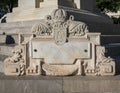 Cartouche base of the Monument to the Immaculate in the Plaza Triunfo in Seville, Spain.