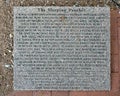 Carved information stone for `The Sleeping Panther` at the Administration Building in downtown Fort Worth, Texas.