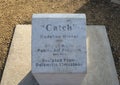 Carved information stone for `Catch` by Madeline Wiener located in Founder`s Park in the City of Wylie, Texas.