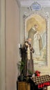 Carved polychrome statue of Saint Pio of Pietrelcina in the Church of Santa Marta in Menaggio Royalty Free Stock Photo