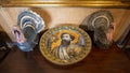 Ceramic plate with a painting of King Ferdinand II in the Gallery`s First Room in the Pena Palace in Sintra, Portugal.