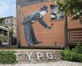 Charlie Chaplin mural by Steve Hunter at TYPO in Oak Cliff, Dallas.