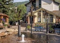 `Children`s Fountain` by artist Dennis Smith in Vail Village, Colorado. Royalty Free Stock Photo