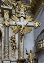 Crucifix right side of main altar in the Church of Santa Maria Sopra Minerva in the Communal Square of Assisi in Italy.of