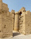 Exterior of the North wall of the Great Hypostyle Hall in the Precinct of Amon-Re in the Karnak temple complex near Luxor, Egypt. Royalty Free Stock Photo