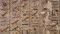 Heiroglyphs on a wall in the tomb of Rameses III, number 11, in the Valley of the Kings in Luxor, Egypt.