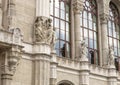 Closeup view of detail on the facade of the Vigado, Budapest`s secnond largest concert hall, Hungary