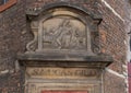 Closeup of the Gable Stone for S. Lucas Gild, Waag House, Amsterdam, The Netherlands Royalty Free Stock Photo