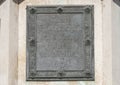 Closeup of a plaque, Statue of Archduke Charles on the Heldensplatz in Vienna, Austria Royalty Free Stock Photo