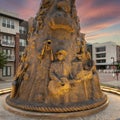 Closeup view \'Vision of the Arts\' sculpture by artist Barvo Walker at the Granville Arts Center in Garland.