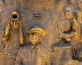 Closeup view \'Vision of the Arts\' sculpture by artist Barvo Walker at the Granville Arts Center in Garland.