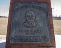 Closeup view of a relief on the monument to Barry N. Hill at the Edmond Soccer Club in Edmond, Oklahaoma.