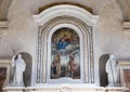 Closeup Altar of Saint John of Matera in Matera Cathedral with painting Madonna and child