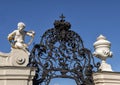 Closeup view elaborate wrought iron gate sidegate, at entrance to the Upper Belvedere Palace, Vienna, Austria Royalty Free Stock Photo