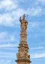 Closeup view Obelisk of Sant`Oronzo, Ostuni, Italy