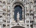 Closeup view upper South Portal of the Church of Santa Maria in Lisbon, Portugal. Royalty Free Stock Photo