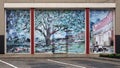 Collage mural by artist Rachel Anne Ridge in Watters Creek at Montgomery Farm in the City of Allen, Texas.