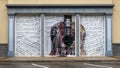 Collage mural by artist Rachel Anne Ridge in Watters Creek at Montgomery Farm in the City of Allen, Texas.