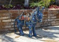 Colorful donkey sculpture in the courtyard of the La Coronela Restaurnt & Bar in Todos Santos.