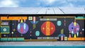 Colorful, fun abstract wall mural by unidentified artist on a building in Dallas, Texas.