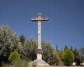 Cross of the stonemasons and soldiers of Alhambra at the Sacromonte Abbey in Granada, Spain. Royalty Free Stock Photo