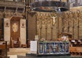 Crucifix with an ivory sculpture of Christ attributed to Michelangelo above the main altar in the Basilica Montserrat.